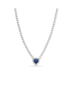 PANDORA "Serene Elegance: The Pandora Necklace with Blue Heart in Silver 925 - A Beautifully Crafted Symbol of Tranquility and Connection, Expertly Designed to Add a Touch of Vibrant Charm to Your Jewelry Collection, Perfect for Celebrating Special Moments and Cherished Relationships."  - Image 1