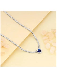 PANDORA "Serene Elegance: The Pandora Necklace with Blue Heart in Silver 925 - A Beautifully Crafted Symbol of Tranquility and Connection, Expertly Designed to Add a Touch of Vibrant Charm to Your Jewelry Collection, Perfect for Celebrating Special Moments and Cherished Relationships."  - Image 2