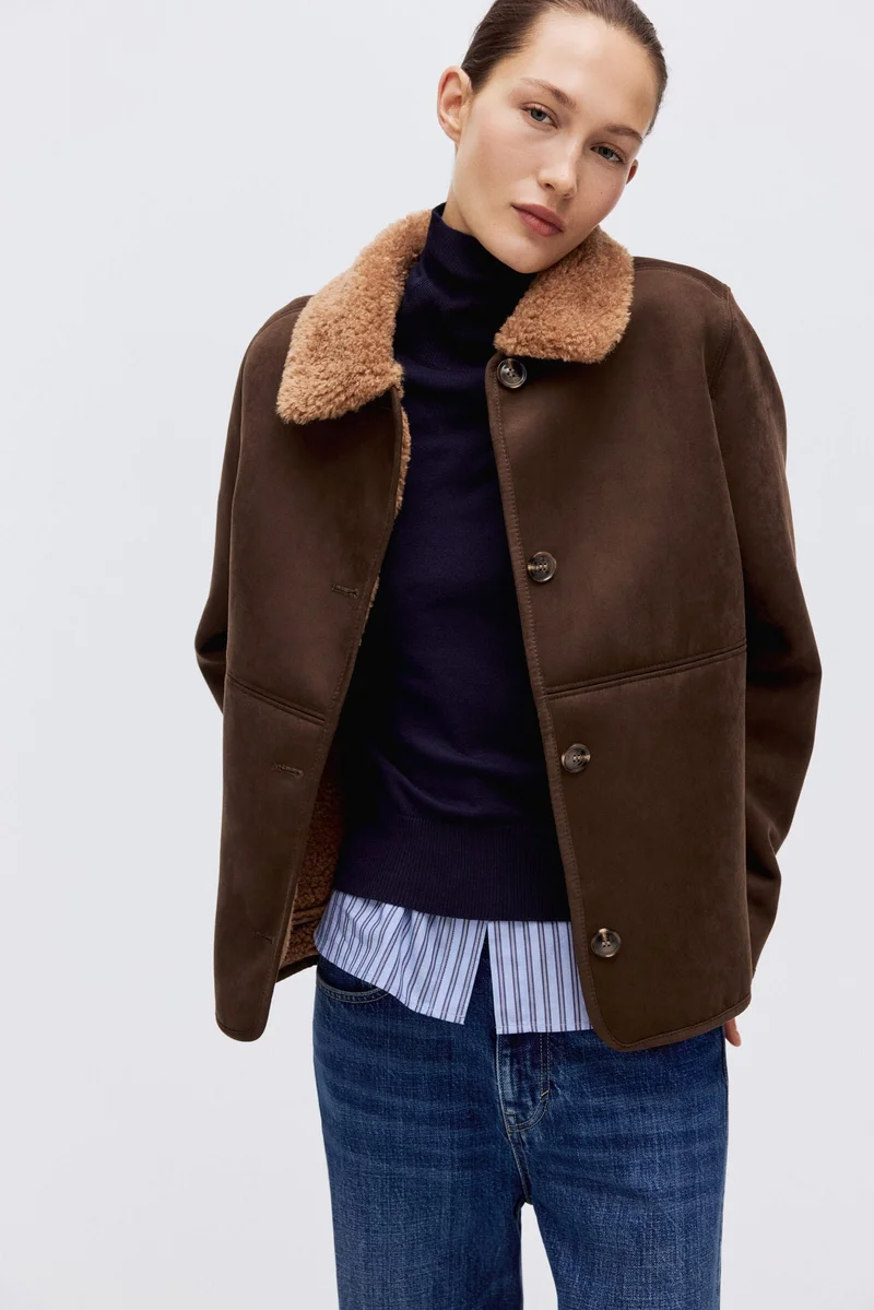 H&M Teddy-collared jacket