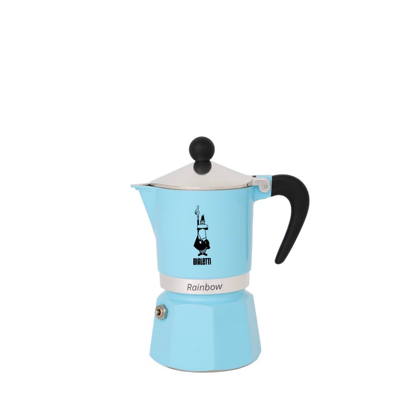 BIALeTTI Bialetti  Rainbow Stovetop Espresso Maker Moka Pot 3 Cups 43 Oz  130 Ml Aluminium Light blue 