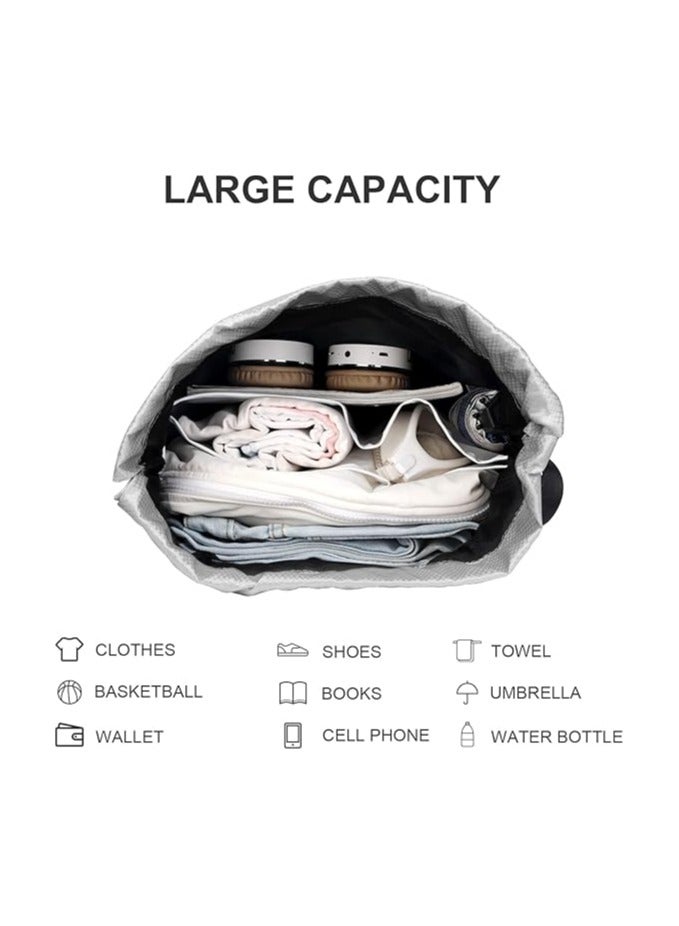 Drawstring Backpack Gym Bag for Men, Waterproof Drawstring Backpack for Women, Swim Bag with Shoes Compartment, Pull String Sport Bag for Soccer and Basketball - Image 5