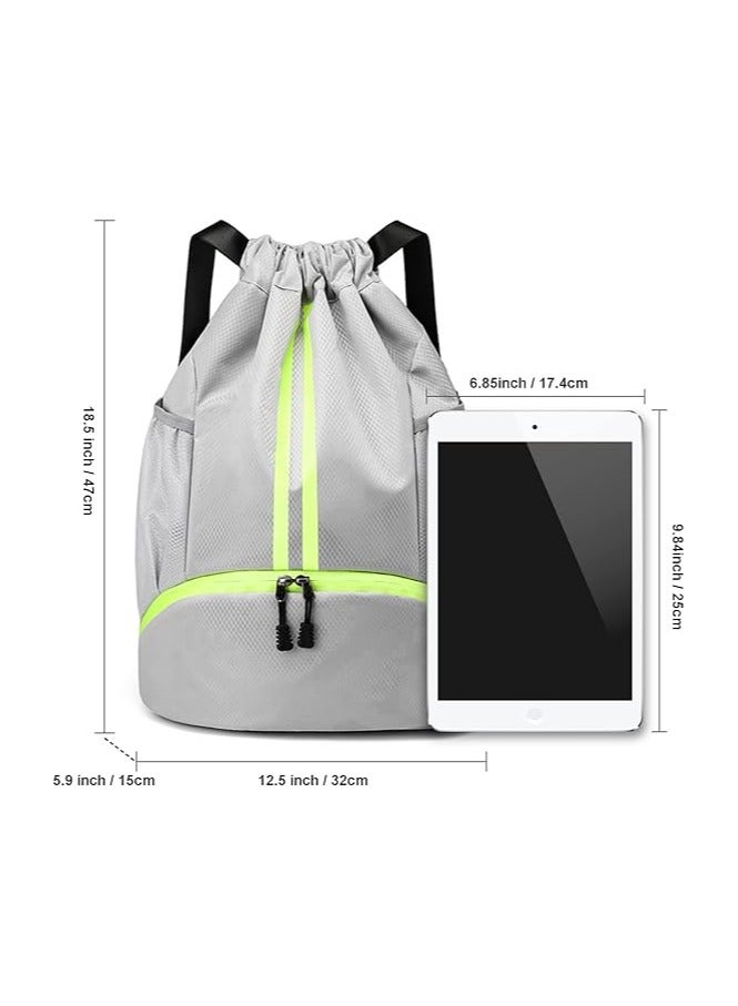 Drawstring Backpack Gym Bag for Men, Waterproof Drawstring Backpack for Women, Swim Bag with Shoes Compartment, Pull String Sport Bag for Soccer and Basketball - Image 4