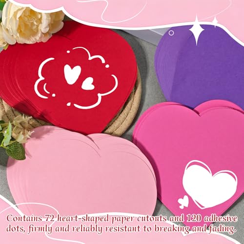 Bazyrock 72 Pcs Large Heart Paper Cutouts 6 x 6 in, 4 Colors, Valentine’s Day Decorations for Party Classroom Bulletin Board DIY Crafts(Pink/Red/Purple/Rosered) - Image 5