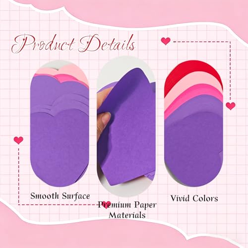 Bazyrock 72 Pcs Large Heart Paper Cutouts 6 x 6 in, 4 Colors, Valentine’s Day Decorations for Party Classroom Bulletin Board DIY Crafts(Pink/Red/Purple/Rosered) - Image 3