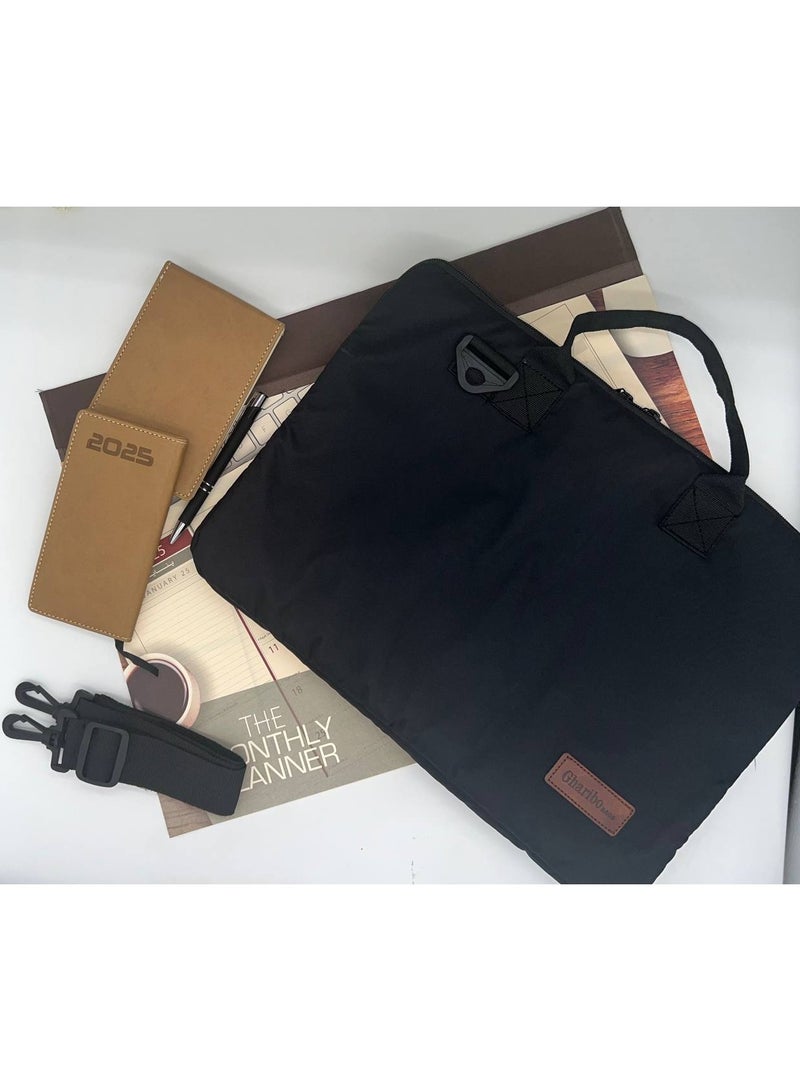 غريبو للحقائب حقيبة لابتوب  موديل 2 مقاس 15.6 بوصة لون أسود سادة - Image 1