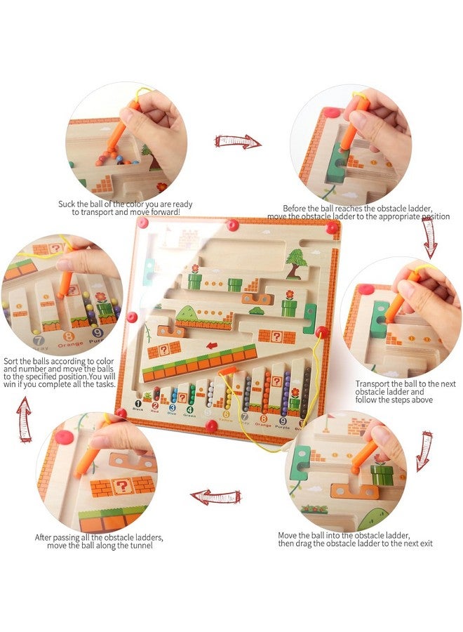 Slipps Slipps Magnetic Color and Number Maze, Montessori Toys for 3+ Year Old, Wooden Puzzle Activity Board, Learning Educational Counting Matching Toys for Toddlers and Kids Boys Girls  - Image 3