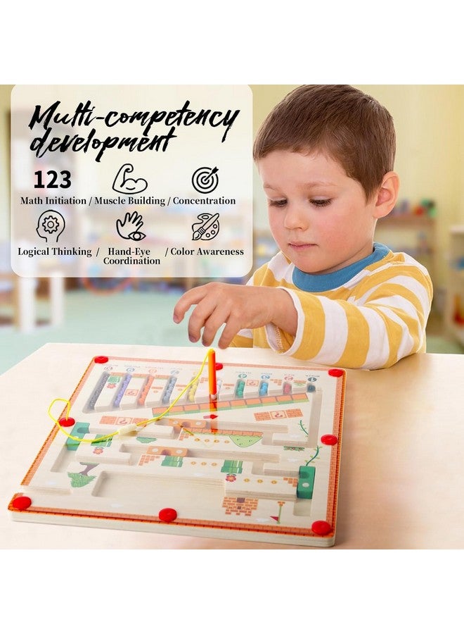 Slipps Slipps Magnetic Color and Number Maze, Montessori Toys for 3+ Year Old, Wooden Puzzle Activity Board, Learning Educational Counting Matching Toys for Toddlers and Kids Boys Girls  - Image 2