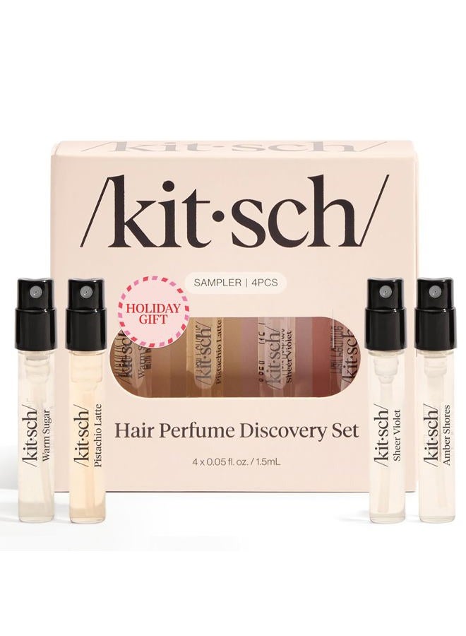 Kitsch Hair Perfume For Women (Discovery Set) - Pistachio Latte, Warm Sugar, Sheer Violet & Amber Waves - Patented Odor-Eliminating Technology, Hair Spray and Body Mist - 4 x 1.5mL - Image 1