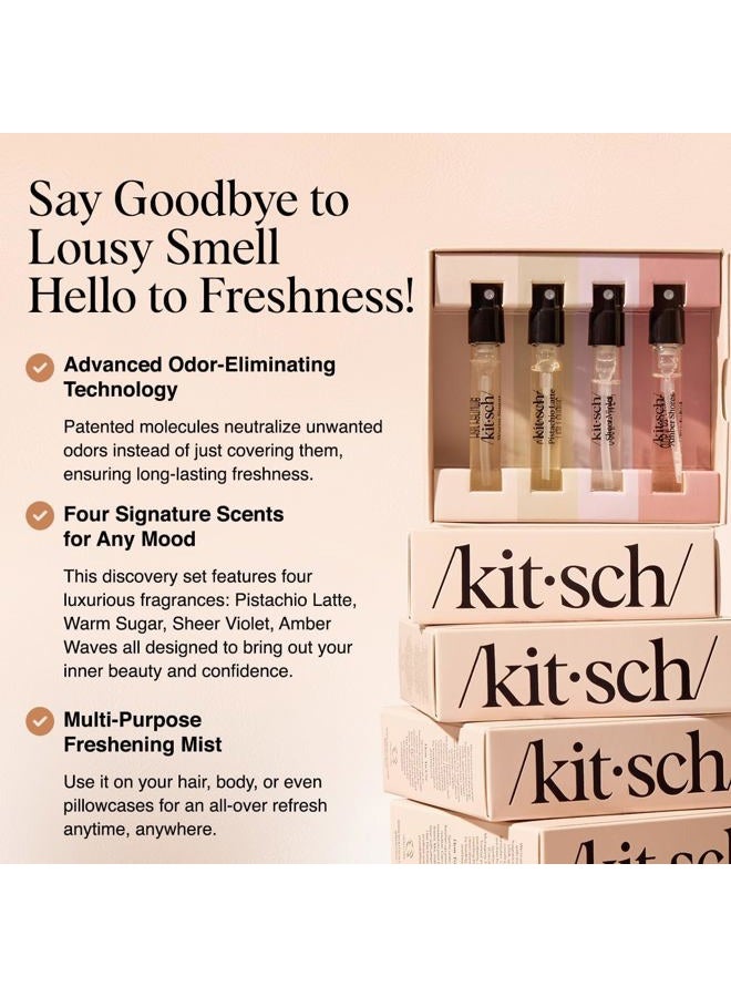 Kitsch Hair Perfume For Women (Discovery Set) - Pistachio Latte, Warm Sugar, Sheer Violet & Amber Waves - Patented Odor-Eliminating Technology, Hair Spray and Body Mist - 4 x 1.5mL - Image 2