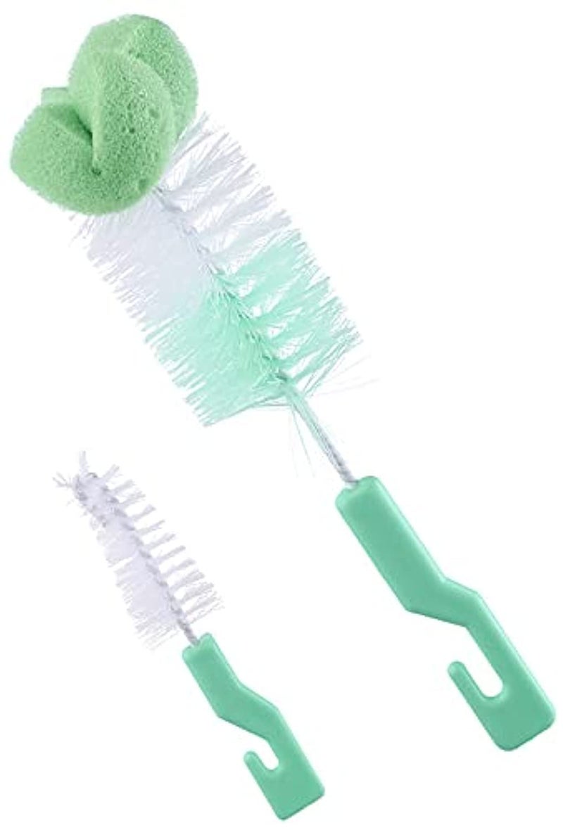 Little Fish Baby Bottle and Teath Brushes Set 2 Pieces - Green and White