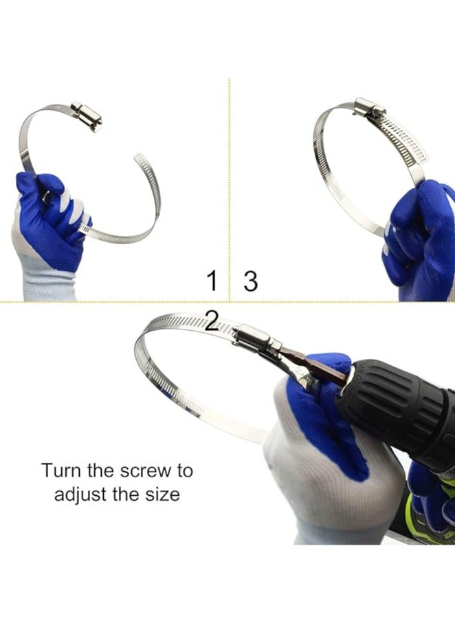 Generic 4 Pieces Adjustable 304 Stainless Steel Pipe Clamps Hose Clamps (8 Inch) - Image 5
