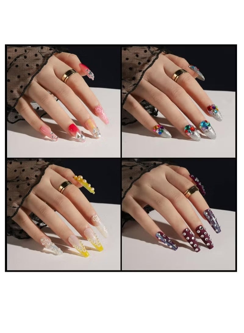 Generic 4-Sheet Face Gems Self Adhesive Face Rhinestones for Makeup Festival Face Jewels, Stick On Pearls Hair Gems, Pearl Rhinestones Stickers for Face, Hair, Eye, Makeup, Nail  - Image 4