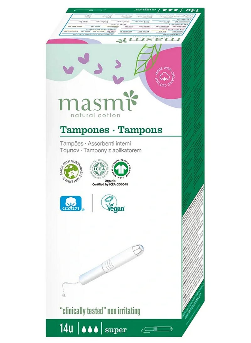 Masmi Organic Super Cotton Tampon With Applicator 14Pcs - Image 1