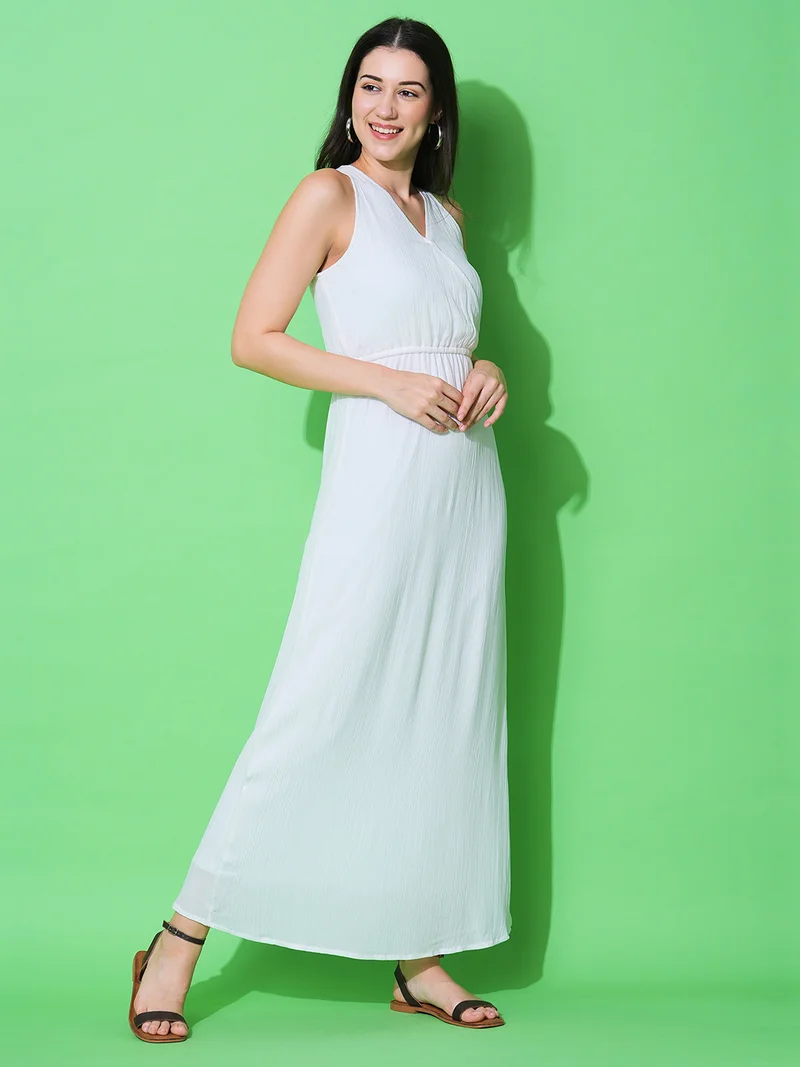globus Women V-Neck Side Slit Wrap Maxi Dress