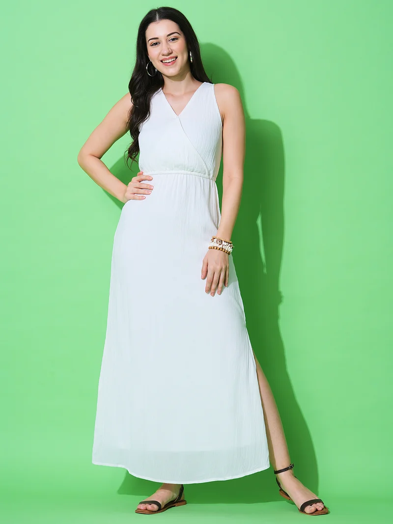 globus Women V-Neck Side Slit Wrap Maxi Dress