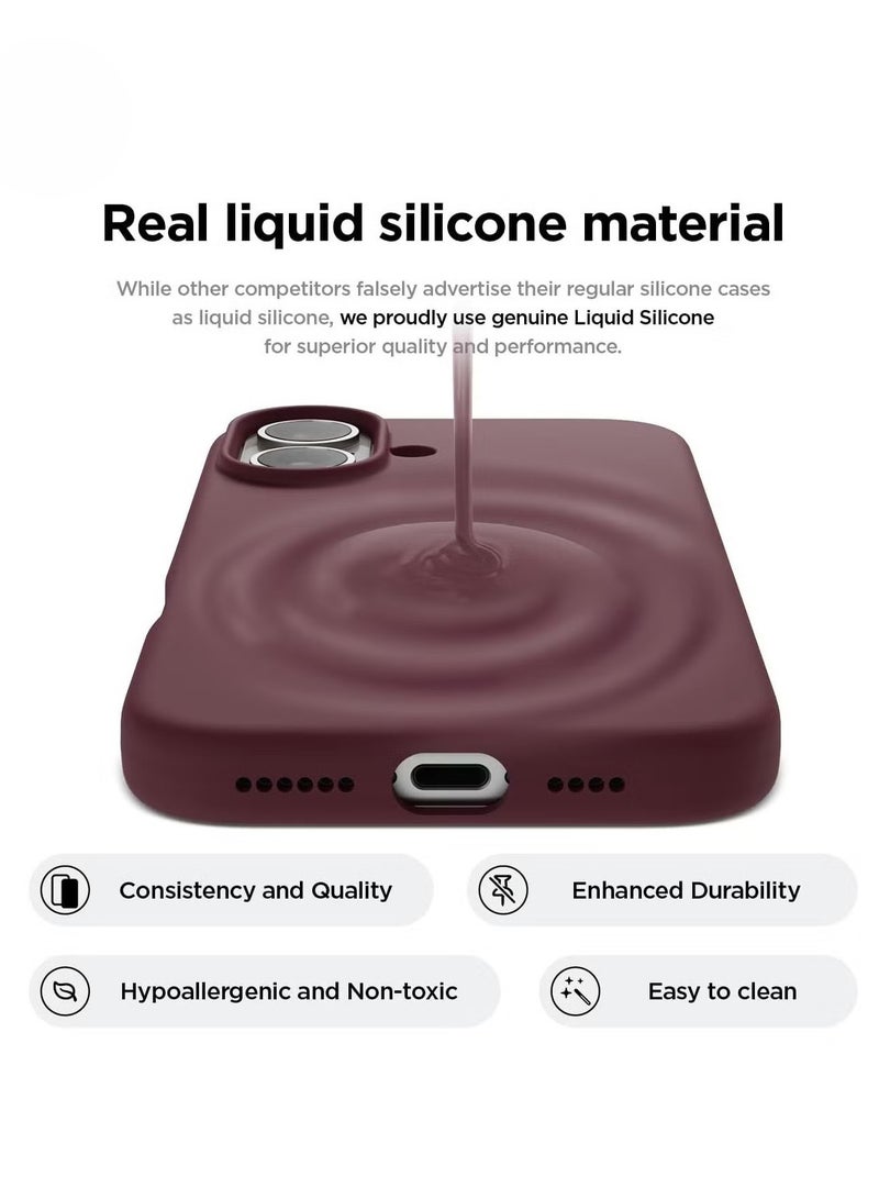 ELTRAZONE Burgundy Liquid Silicone iPhone 16 Plus Case – Slim Shockproof Full Body Protection with Soft Microfiber Lining, Scratch-Resistant - Image 3