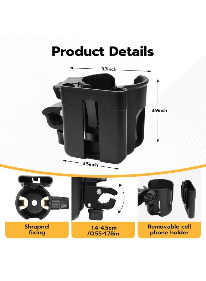AUTOFIT 2PCS Universal Cart Cup Holder with Cell Phone Holder - Removable Cell Phone Holder 2-in-1 Cup Holder for Boats, Strollers, Wheelchairs, Bicycles, Golf Carts Cell Holder - Image 2