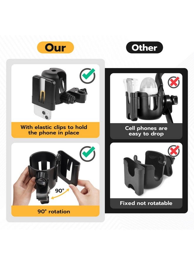 AUTOFIT 2PCS Universal Cart Cup Holder with Cell Phone Holder - Removable Cell Phone Holder 2-in-1 Cup Holder for Boats, Strollers, Wheelchairs, Bicycles, Golf Carts Cell Holder - Image 3