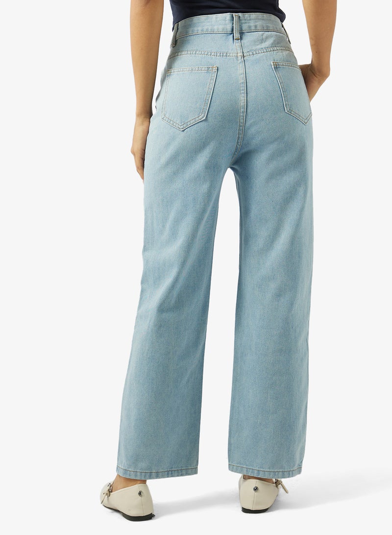 Ginger High Rise Overlap Waist Detail Straight Fit Jeans - Image 3
