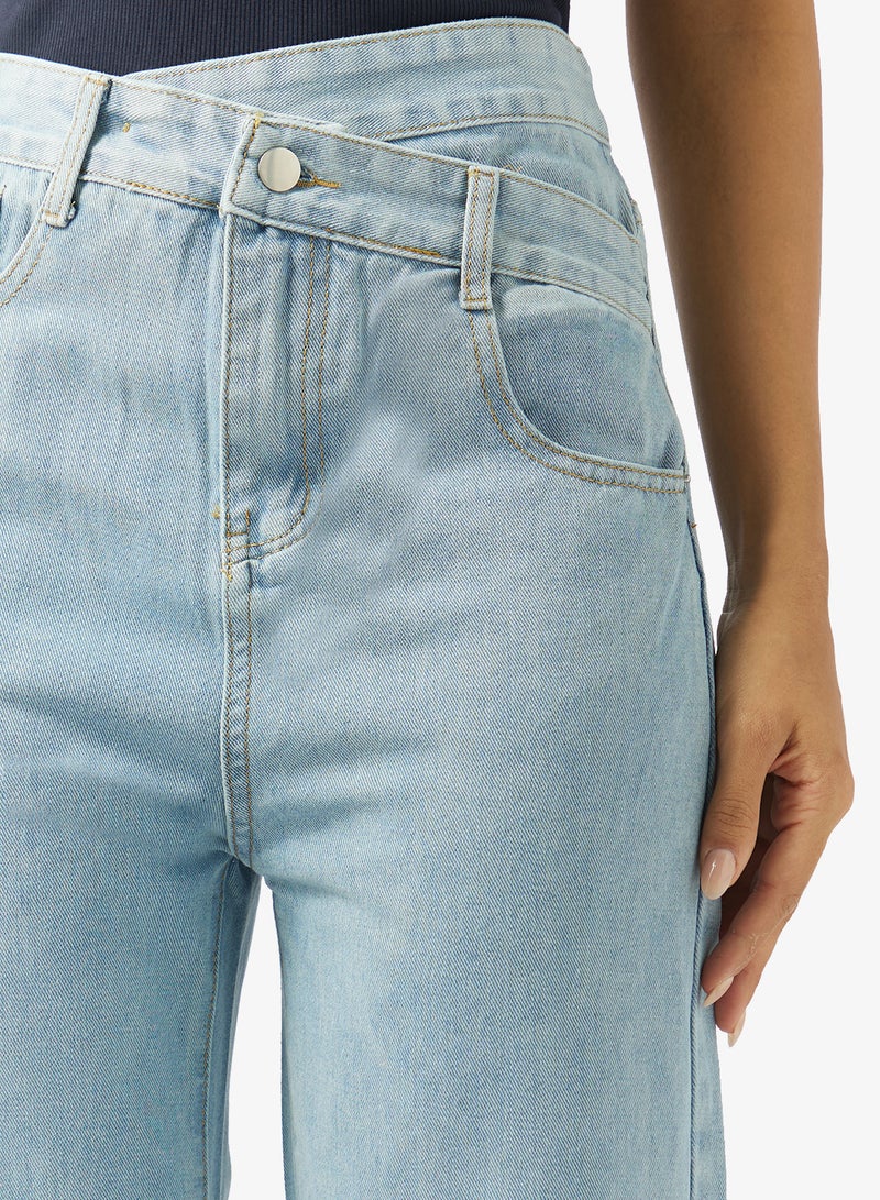 Ginger High Rise Overlap Waist Detail Straight Fit Jeans - Image 4