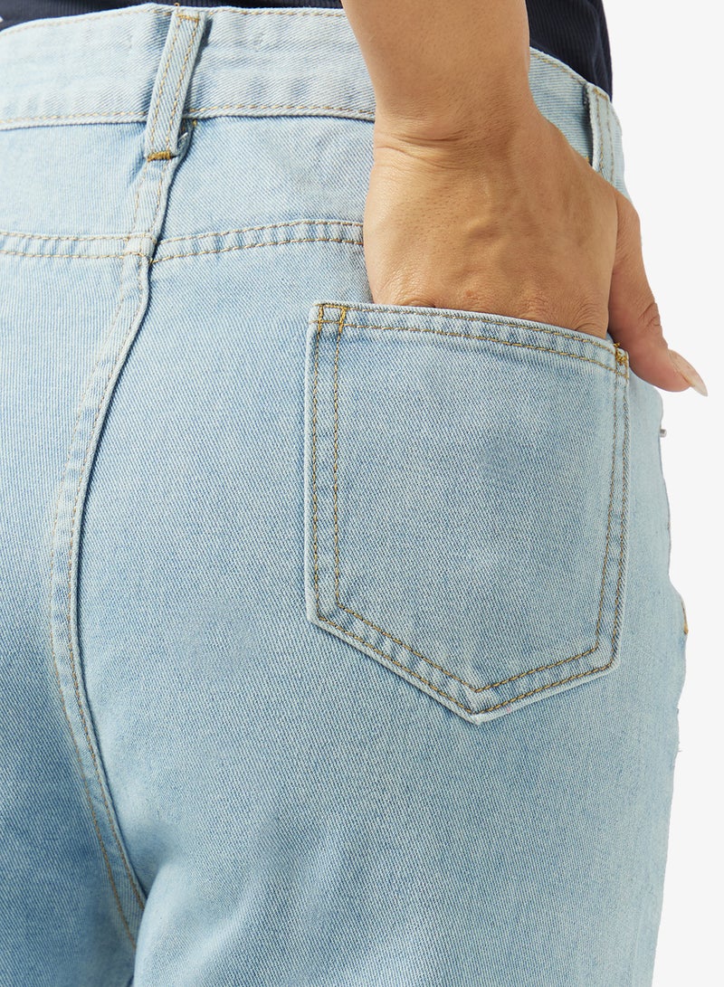 Ginger High Rise Overlap Waist Detail Straight Fit Jeans - Image 5