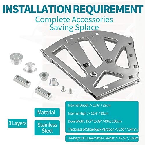 PHITUODA 3 Layers Shoes Drawer Cabinet Hinges, Silver Shoe Cabinet Replacement Fittings Stainless Steel for Kitchen Living Room, 1 Pair - Image 3