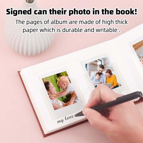 Ruibytree 64 Pocket Mini Photo Album with Writing Space and Front Window, Faux Leather Hardcover 2x3 Picture Book for Polaroid & Fujifilm Instax Mini Instant Camera, K-pop Photocards, Brown - Image 4