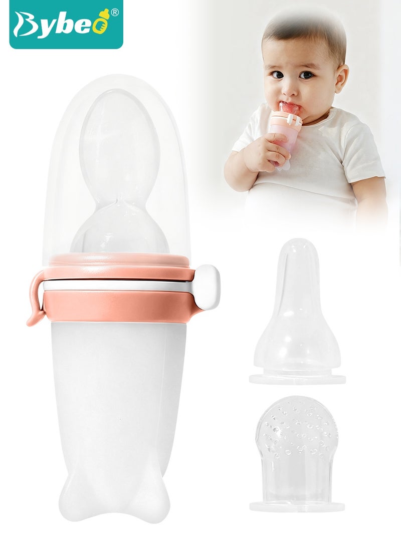 Bybeo 3-in-1 Baby Food Feeder With Feeding Spoon, Fruit Feeder Pacifier and Medicine Dropper,  Infant Feeding Set For Newborns Toddlers and Kids, Food Grade Silicone BPA-Free - Image 1