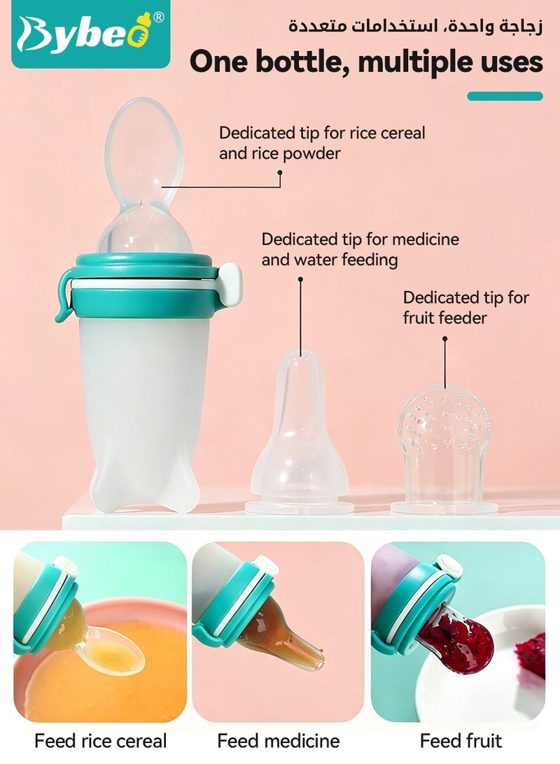 Bybeo 3-in-1 Baby Food Feeder With Feeding Spoon, Fruit Feeder Pacifier and Medicine Dropper,  Infant Feeding Set For Newborns Toddlers and Kids, Food Grade Silicone BPA-Free - Image 3