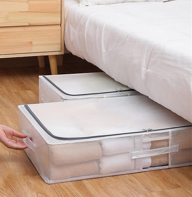 ABUDIT Transparent UnderBed Clothes Storage Bag Organizer 27 Litre Dustproof with Zipper Reinforced Handles for Blankets Toys Shoes 60x30x15 cm - Image 5
