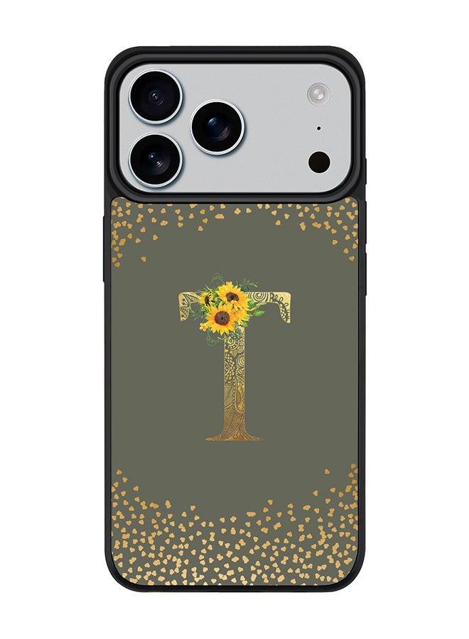 Stylizedd iPhone 17 Pro Max Case, [Compatible with MagSafe] Slim Magnetic cover Phone Case iPhone 17 Pro Max -Custom Floral Monogram - T  (Olive Green ) - Image 1