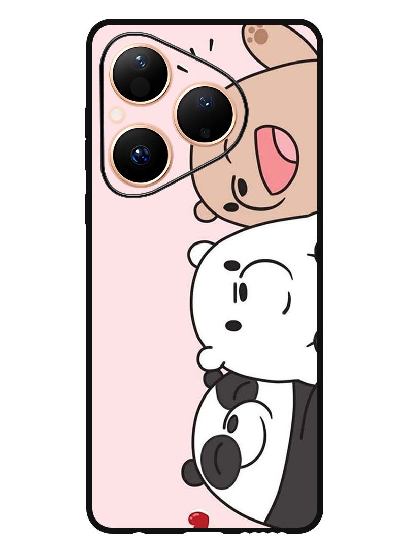 Theodor Case Compatible with Huawei Pura 80 6.6 Inch Protection Shockproof Bumper Cover Three Friends Panda - Image 1