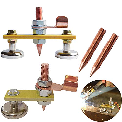 QISF 6 Pcs Magnetic Welding Head, Welding Ground Clamp, Magnetic Welding Support,Strong Magnetism Large Suction,Copper Tail Welding Stability Clamps(2 Sets) - Image 1