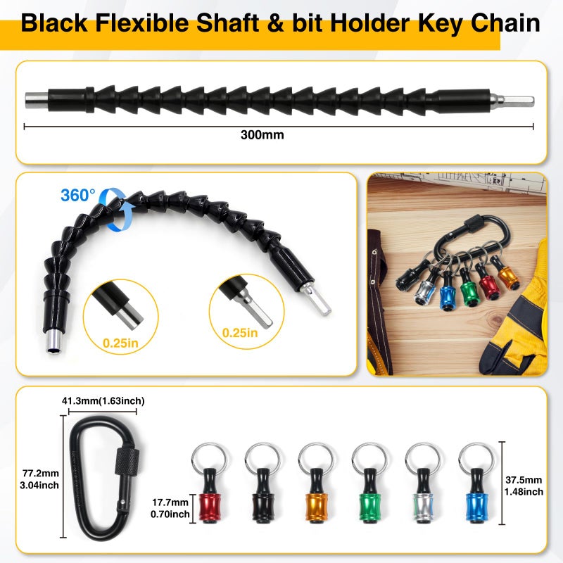 FiLwW 38Pcs Flexible Drill Bit Extension, 105Â° Right Angle Drill, Bit Holder, Hex Socket Adapter, Bendable Drill Bit Extension, Bit Holder Extension Screwdriver Bit Kit - Image 2