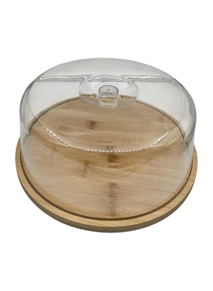 حامل كيك أكريليك شفاف مع حامل خشبي - Image 1