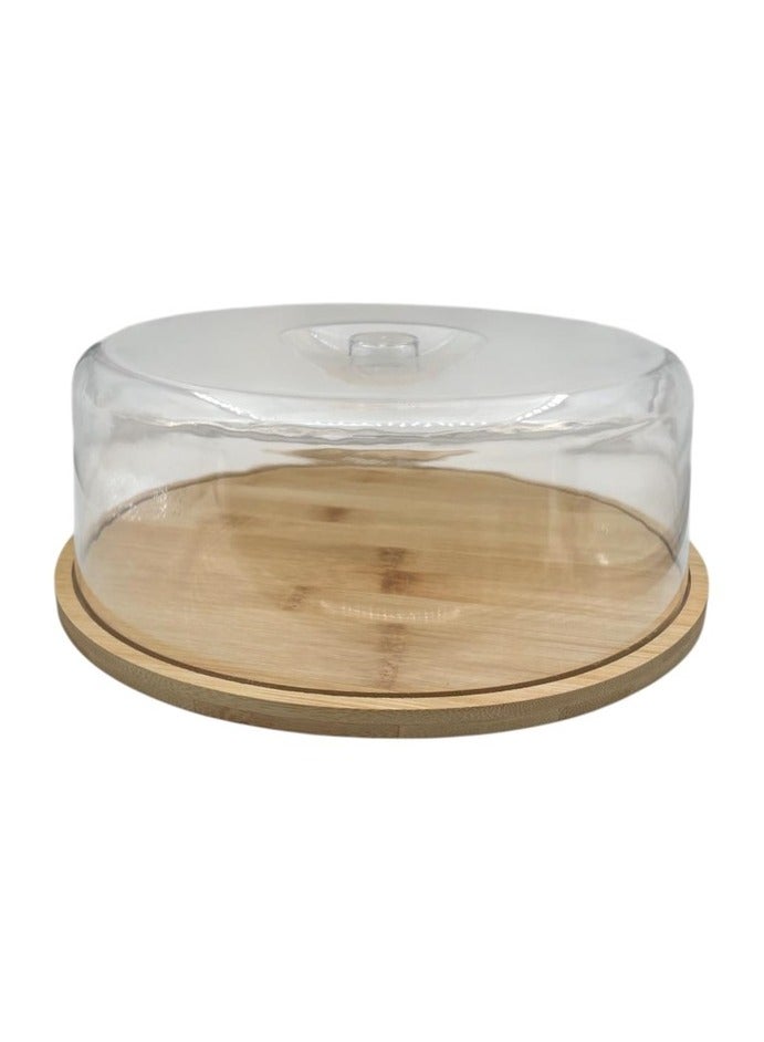 حامل كيك أكريليك شفاف مع حامل خشبي - Image 2