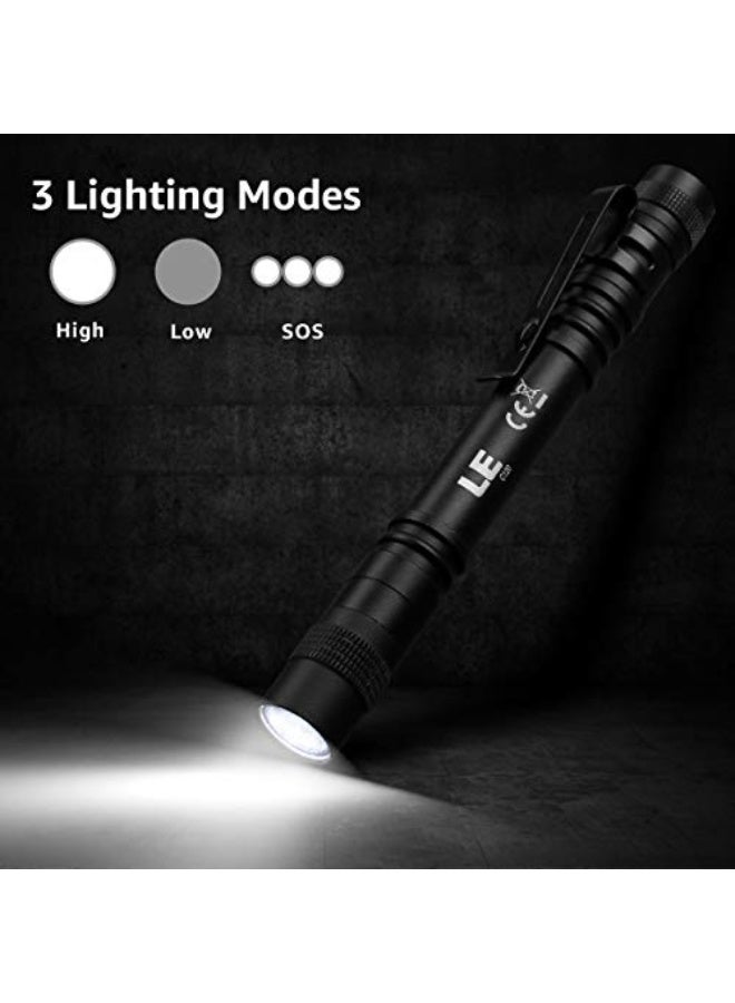 Lepro Flashlight, Torch Light Mini, Pen Flashlight LED, Waterproof Pocket Torch with Clip, AAA Battery Powered [Not included], Compact Bright LED Penlight for Inspection, Work, Repair, Pack of 2 - Image 3