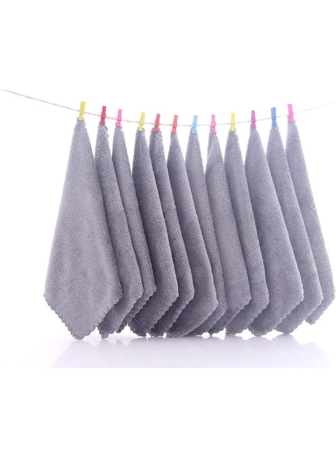 Spotted Play Soft 12 Pack Baby Washcloths - Extra Absorbent Wash Clothes for Newborns, Infants and Toddlers - Suitable for Baby Skin and New Born - Microfiber Coral Fleece 12x12 Inches (Grey) - Image 3