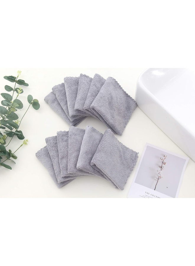 Spotted Play Soft 12 Pack Baby Washcloths - Extra Absorbent Wash Clothes for Newborns, Infants and Toddlers - Suitable for Baby Skin and New Born - Microfiber Coral Fleece 12x12 Inches (Grey) - Image 4