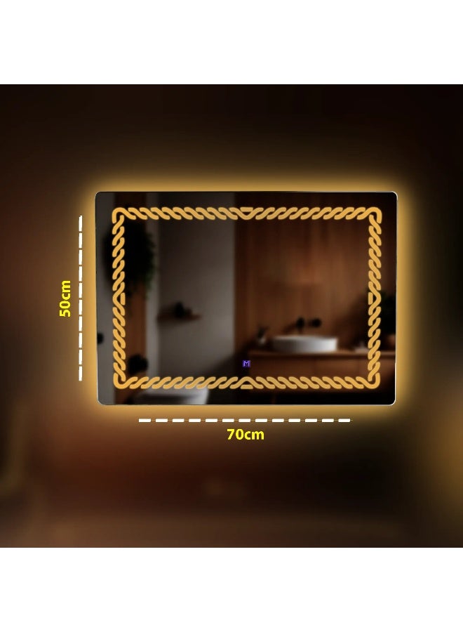 MAAT MRR-1001 Luxury LED Mirror 50x70cm | 5mm Thick | Integrated White Light | Modern Illuminated Bathroom & Vanity Mirror  - Image 2