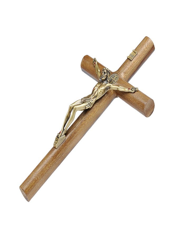 Intercession صليب خشبي صلب أسطواني الشكل للتعليق على الحائط (ذهبي عتيق) - Image 3