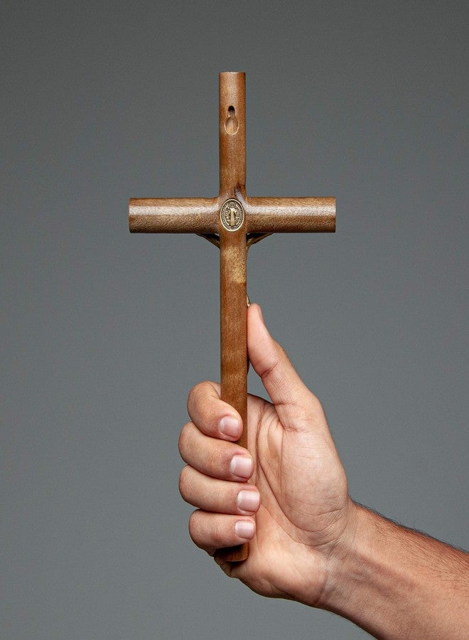 Intercession صليب خشبي صلب أسطواني الشكل للتعليق على الحائط (ذهبي عتيق) - Image 5