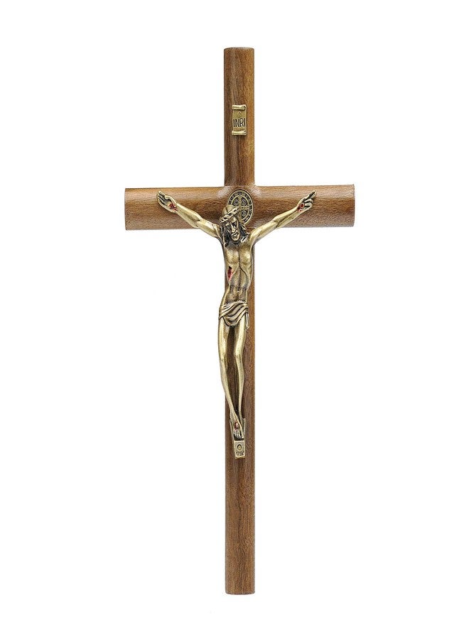 Intercession صليب خشبي صلب أسطواني الشكل للتعليق على الحائط (ذهبي عتيق) - Image 1