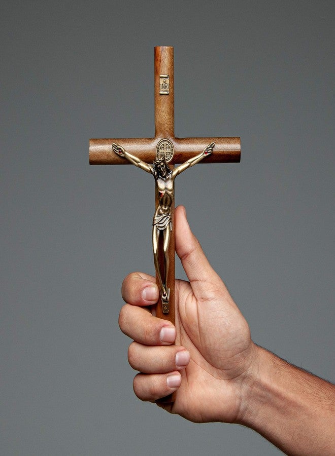 Intercession صليب خشبي صلب أسطواني الشكل للتعليق على الحائط (ذهبي عتيق) - Image 4