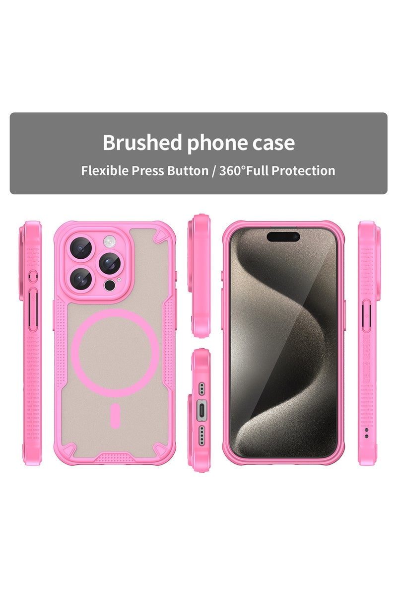 Cover For iPhone 13 Pro Max Armor Glaze MagSafe Magnetic Phone Case Raised edges around the screen and camera lens help prevent scratches - Pink - Image 3