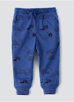 Knit printed jogger with drawcord