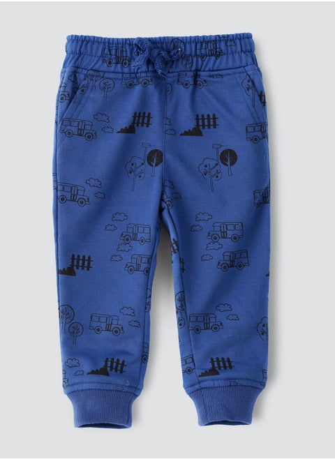 Knit printed jogger with drawcord