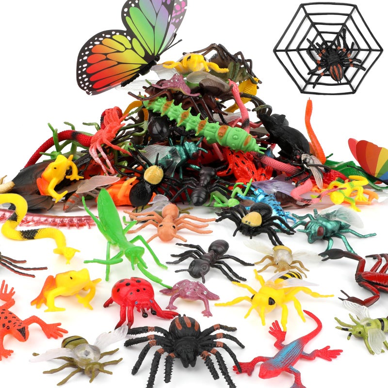 Coopay 102Piece Plastic Insect Assorted Fake Mini Realistic Bugs Toys Includes Multicolored Lifelike Butterfly for Education Insect Themed Party Halloween and Birthday Gifts - Image 3