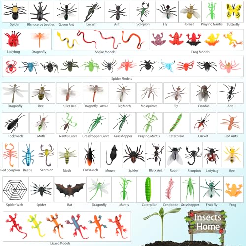 Coopay 102Piece Plastic Insect Assorted Fake Mini Realistic Bugs Toys Includes Multicolored Lifelike Butterfly for Education Insect Themed Party Halloween and Birthday Gifts - Image 5