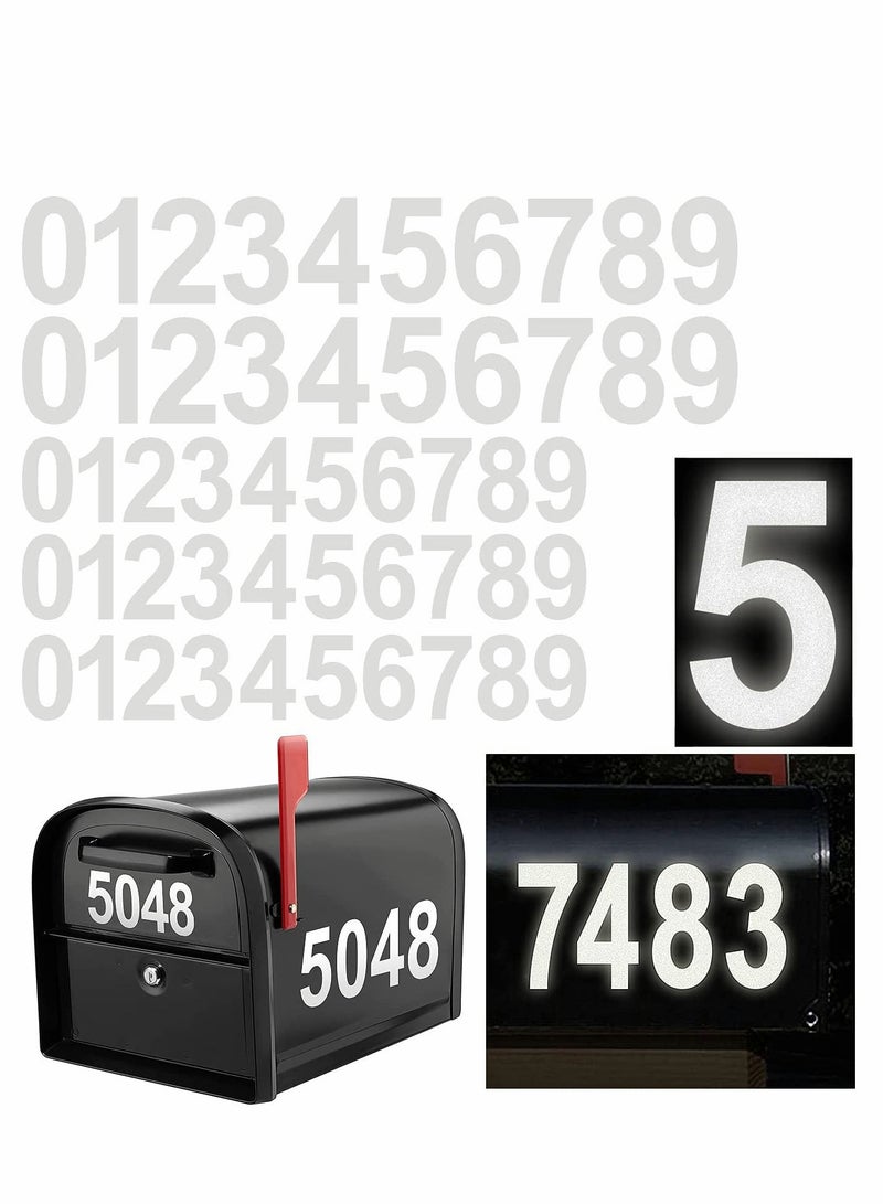 Barakah Reflective Mailbox Numbers for Outside 50PCs Waterproof Stickers 3'' and 4'' Self Adhesive 0 to 9 Vinyl Number Signs Window Door Cars Trucks Home Business Address - Image 1